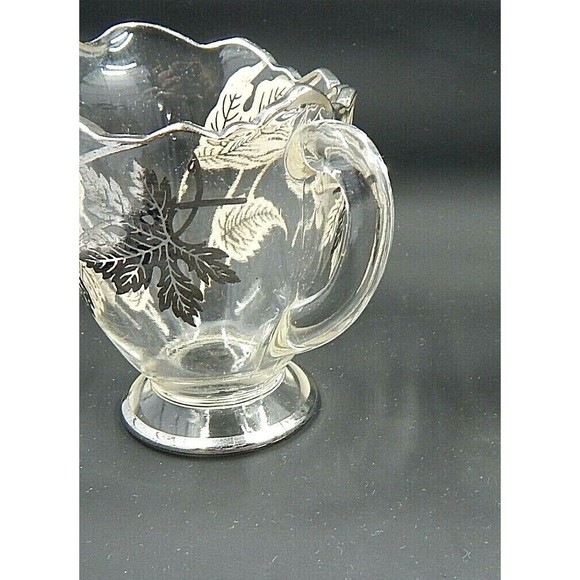 Silver City Glass Creamer and Sugar Forest Pattern Overlay - Picture 7 of 12